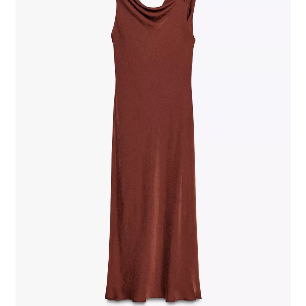 Zara One-Shoulder Rust Dress - Picture 6 of 6